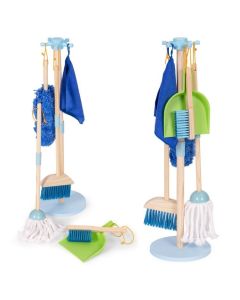 ECO TOYS Drveni set za čišćenje za decu – metla, mop i đubrovnik, 7 delova – ecotoys