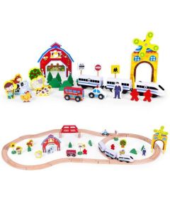 ECO TOYS Drveni set voz na baterije - HM180995