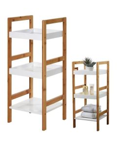 VILDE Kupatilska polica na 3 nivoa 30x30x72cm, bela/braon