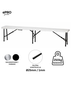 ePRO sklopiva baštenska klupa 183x43x28xcm, metal-plastika