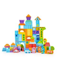 ECO TOYS Edukativne drvene kocke Grad, 100 delova - SR19001