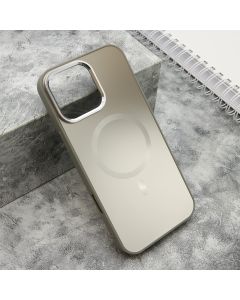 Maska za iPhone 16 Pro Max (69) COLOR METAL MagSafe srebrna (small camera)