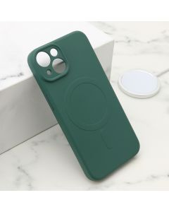Maska VELVET TOUCH MagSafe za iPhone 15, tamno zelena - F119945