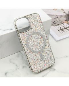 Futrole GLAM GLOW MagSafe za iPhone 15, srebrna - F121191