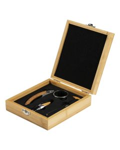 Castelli Vinski set drvena kutija, vadičep, dozator, termometar i prsten Merlot, 4u1