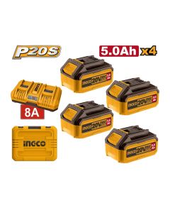 Set baterija 20V + dupli punjac FBCLI20285 4x5,0Ah SUPER INGCO