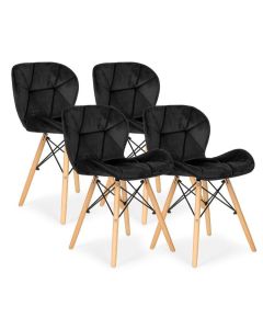 MODERNHOME Ferra trpezarijske stolice set 4 kom velvet crna