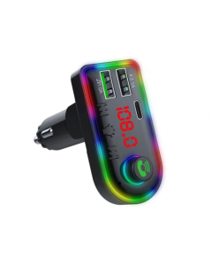 FM transmiter F8 USB, PD, TF, Bluetooth 5.0, Type C, RGB, 12-24V, handsfree crni - 201841
