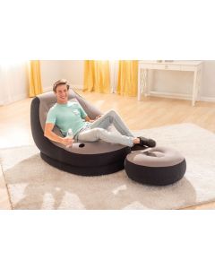 INTEX Fotelja na naduvavanje sa tabureom, siva - BOLFOTINTEX1