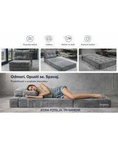 SANTE Fotelja na razvlačenje 3u1 Lincoln, siva