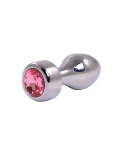 Metalni analni dildo sa rozim dijamantom 8cm - ft001032