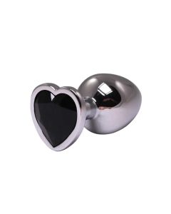 Mali metalni analni dildo srce sa crnim dijamantom - ft001041