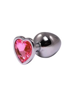 Mali metalni analni dildo srce sa rozim dijamantom - ft001042