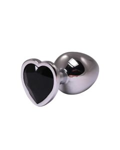 Srednji metalni analni dildo srce sa crnim dijamantom - ft001044