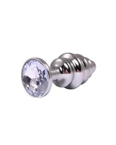 Mali rebrasti metalni analni dildo sa belim dijamantom - ft001053