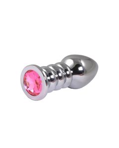 Metalni analni dildo sa rozim dijamantom 10cm - ft001058