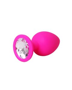 Veliki rozi silikonski analni dildo sa dijamantom - ft001068