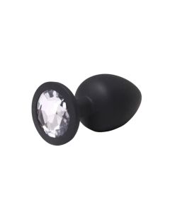 Srednji crni silikonski analni dildo sa dijamantom - ft001070