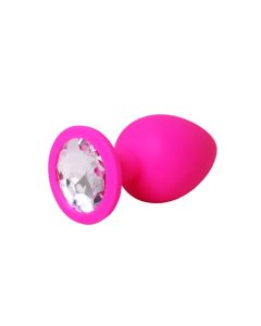 Srednji rozi silikonski analni dildo sa dijamantom - ft001071