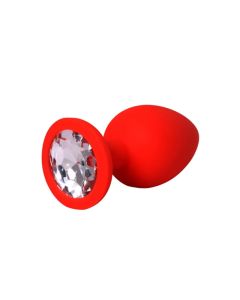 Srednji crveni silikonski analni dildo sa dijamantom - ft001072