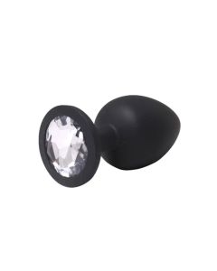 Mali crni silikonski analni dildo sa dijamantom - ft001073