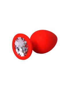 Mali crveni silikonski analni dildo sa dijamantom - ft001075