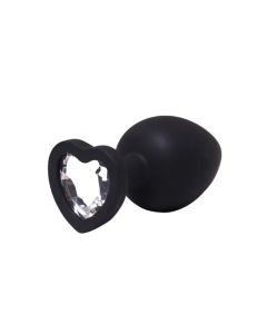 Veliki crni silikonski analni dildo srce sa dijamantom - ft001076
