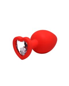 Veliki crveni silikonski analni dildo srce sa dijamantom - ft001078