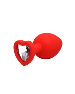 Srednji crveni silikonski analni dildo srce sa dijamantom - ft001081