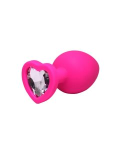 Mali rozi silikonski analni dildo srce sa dijamantom - ft001083