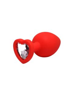 Mali crveni silikonski analni dildo srce sa dijamantom - ft001084