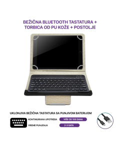 Futrola Leather 10-11 in sa bluetooth tastaturom crna - 058438