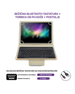 Futrola Leather 10-11 in sa bluetooth tastaturom zlatna - 058437