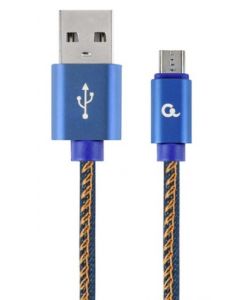 CC-USB2J-AMmBM-2M-BL Gembird Premium jeans (denim) Micro-USB cable with metal connectors, 2 m, blue