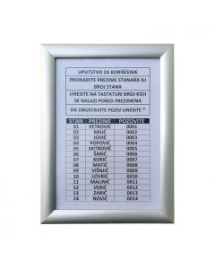 Ram za Spisak Stanara a4 aluklik
