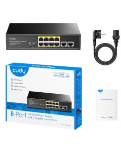 Cudy FS1010PG 8-Port 10/100M PoE+ Switch, 2Uplink 10/100/1000M, 120W, 250m, steel (Alt.PFS3010-8ET)