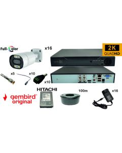 GMB-03 * Set kamera za video nadzor 3tbHDD +16x CAM-AHD5MP-HAU60W rg59+100m bnc+dc konekt full color