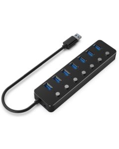 UHB-U3P7P-01 Gembird 7-port USB 3.1 (Gen 1) hub with switches, black