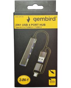 UHB-U3P4-06 ** Gembird HUB Type-A+C to 3*USB2.0 + 1*USB3.0 Aluminum (287)