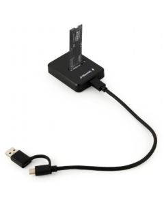 DD-U3M2 Gembird Desktop USB Type-C M.2 SATA & NVME SSD drive docking station, black