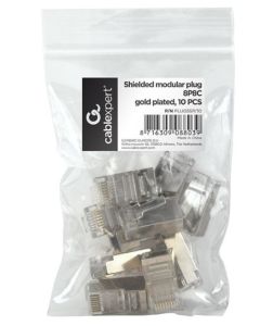 PLUG5SP/10 Gembird shielded modular 30u gold plated LAN konektor CAT5 FTP SFTP RJ45 (pak.10kom)
