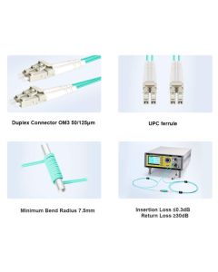 FO LC/UPC - LC/UPC MM 1M OM3 DX LSZH Aqua 2.0mm