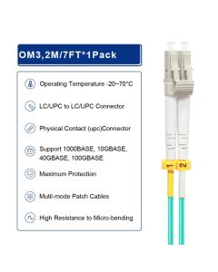 FO LC/UPC - LC/UPC MM 2M OM3 DX LSZH Aqua 2.0mm