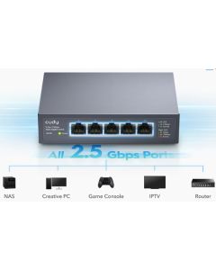 Cudy HS105 5-Port 2.5G Unmanaged Metal Switch za NAS zahteve koji zahtevaju intenzivnu propusnost