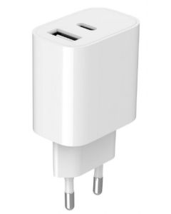 TA-UC-2AC12-01 Gembird USB punjac, 2-port USB-A+ USB-C, 2.4 A, white