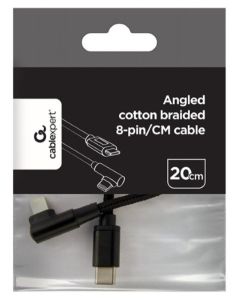 CC-USB2-CMLML-0.2M Gembird Kabl USB-C na 8pin pod uglom 0,2m Black