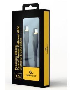 CC-USB2S-CMCM-1.5M-BK Gembird 60W Premium silicon Type-C PD charging & data cable, 1.5m Black
