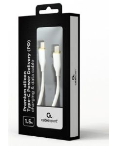 CC-USB2S-CMCM-1.5M-W Gembird 60W Premium silicon Type-C PD charging & data cable, 1.5m, White