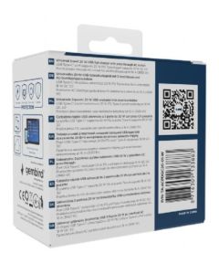 TA-ACPDQC20-01-W Gembird 20W 2-port USB brzi punjac sa pass-through AC socket-om, white