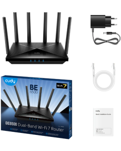 Cudy WR6500H BE6500 2.5G Wi-Fi 7 Router, Broadcom 2 GHz Quad-Core CPU, 6-Stream Dual-Band Wi-Fi 7